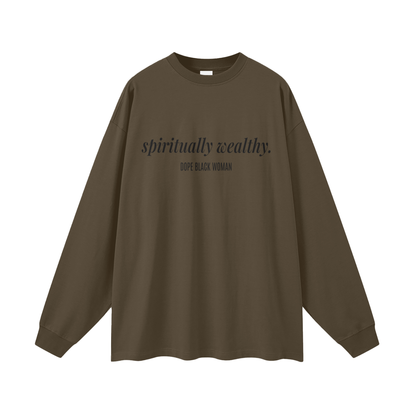 SW Affirmation Long Sleeve Cotton Tee - Chocolate