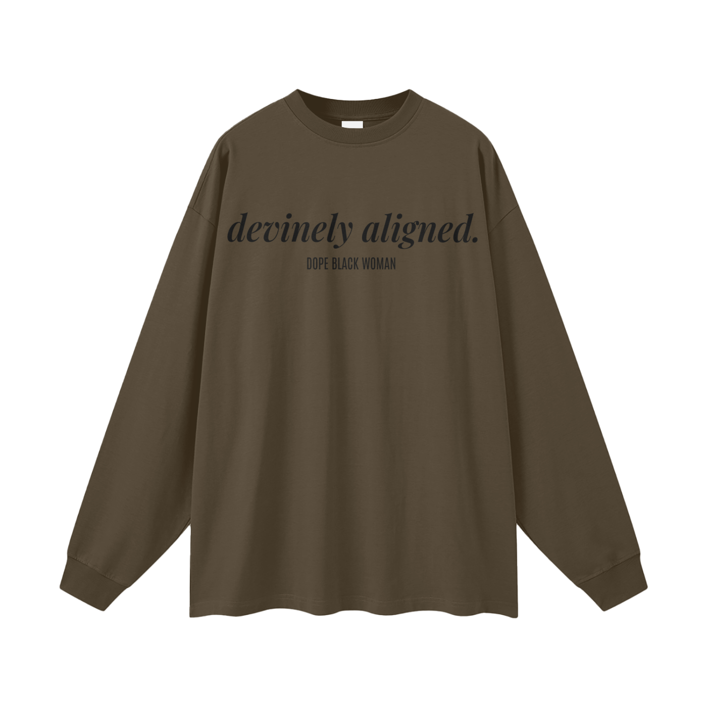 DA Affirmation Long Sleeve Cotton Tee - Chocolate