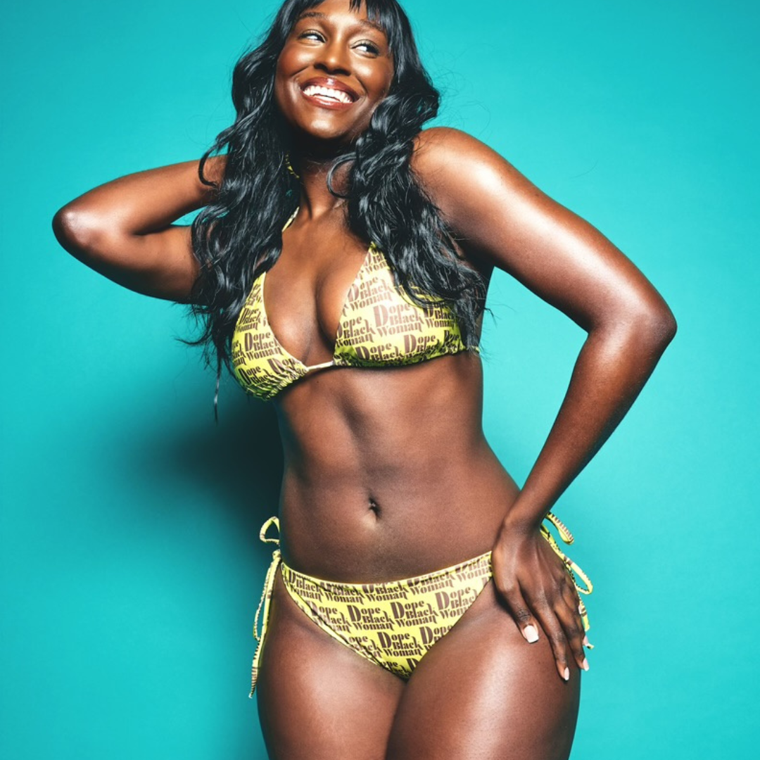 Recycled String Bikini Mustard / Chocolate