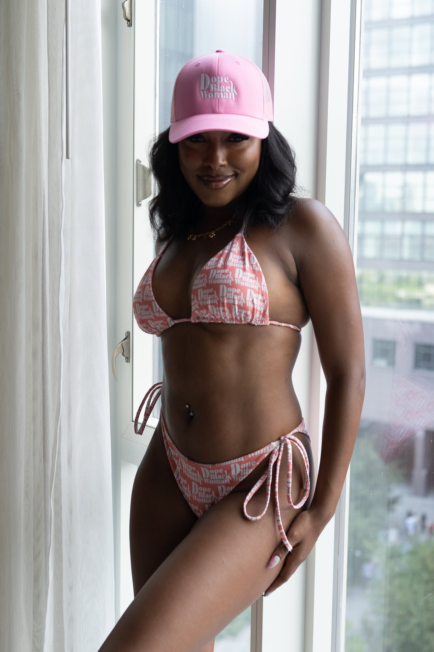 All-over Print DBW Recycled String Bikini - Coral