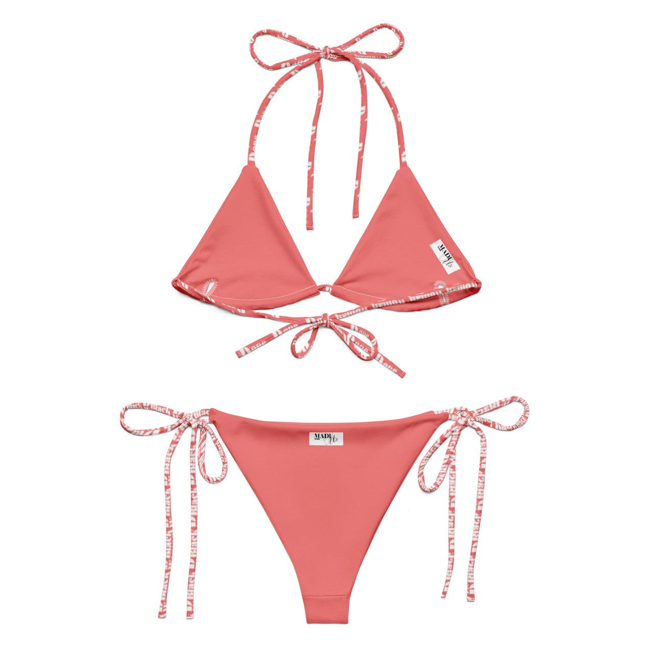 All-over Print DBW Recycled String Bikini - Coral