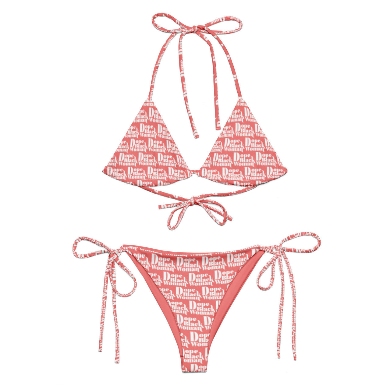 All-over Print DBW Recycled String Bikini - Coral