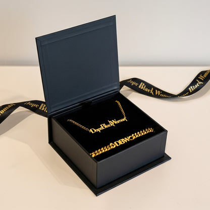 18K Gold Link Chain Necklace Chunky Bracelet Bundle Set