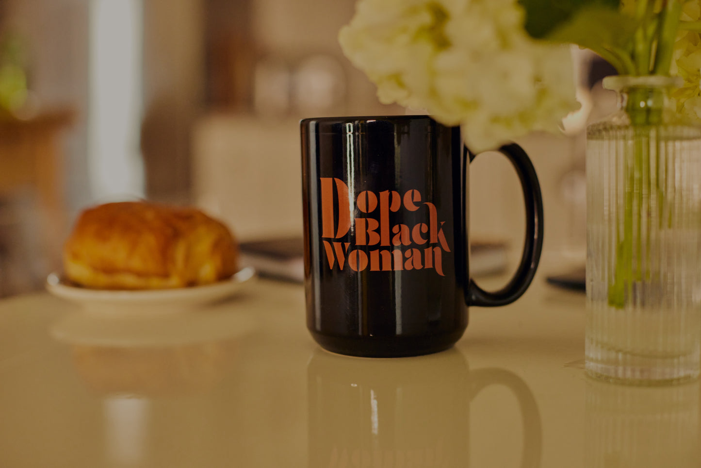 DBW Black Glossy Mug  Burnt Orange