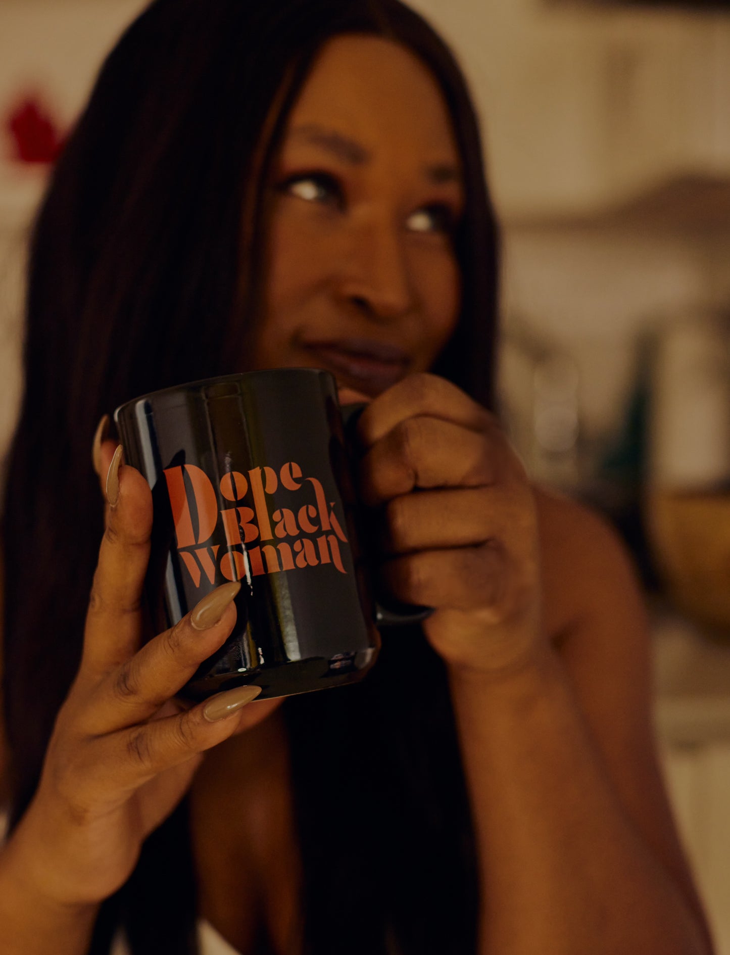 DBW Black Glossy Mug Burnt Orange