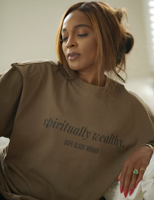 SW Affirmation Long Sleeve  Cotton Tee - Chocolate