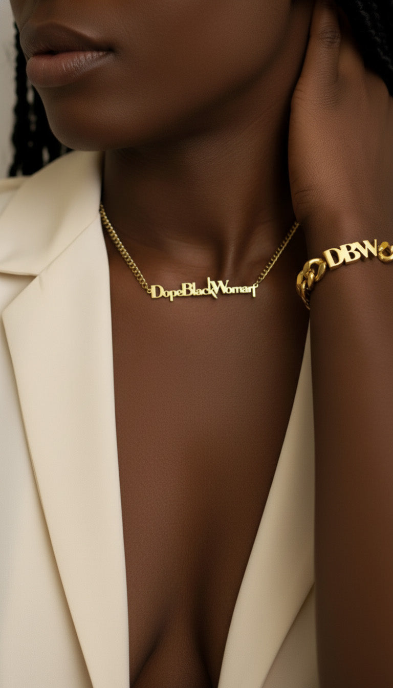 18K Gold Link Chain Necklace Chunky Bracelet Bundle Set