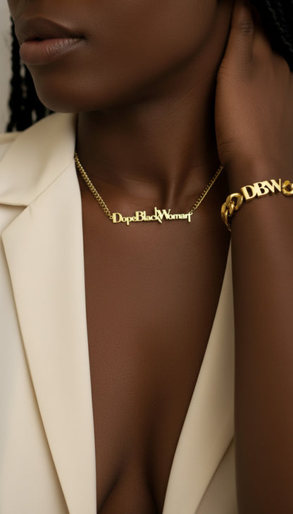 18K Gold Link Chain Necklace Chunky Bracelet Bundle Set