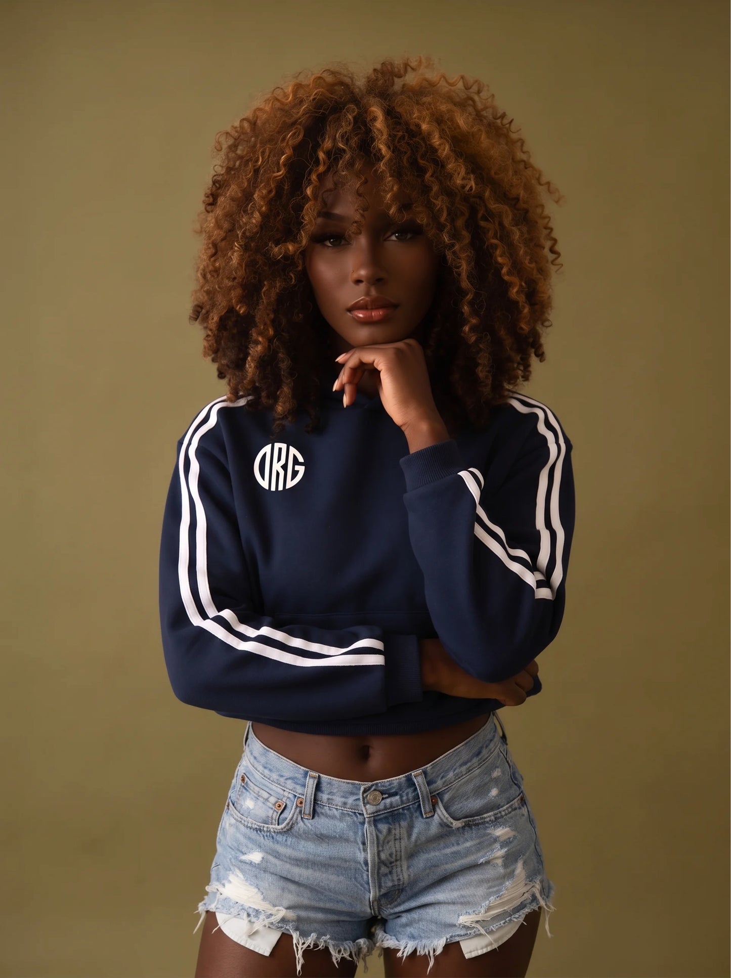ORG  Side Stripe Cropped Hoodie