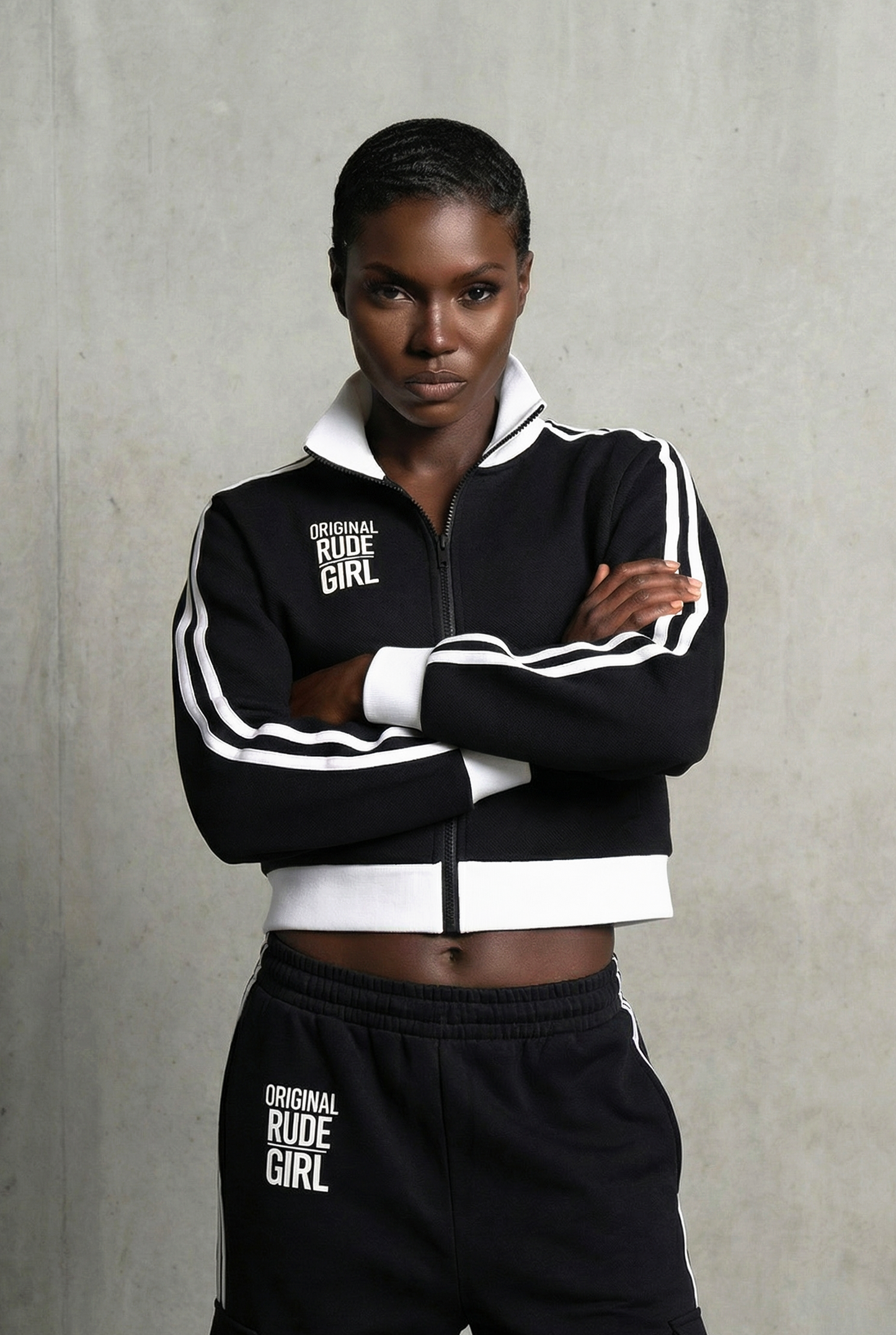 ORG Striped Crop Track Jacket